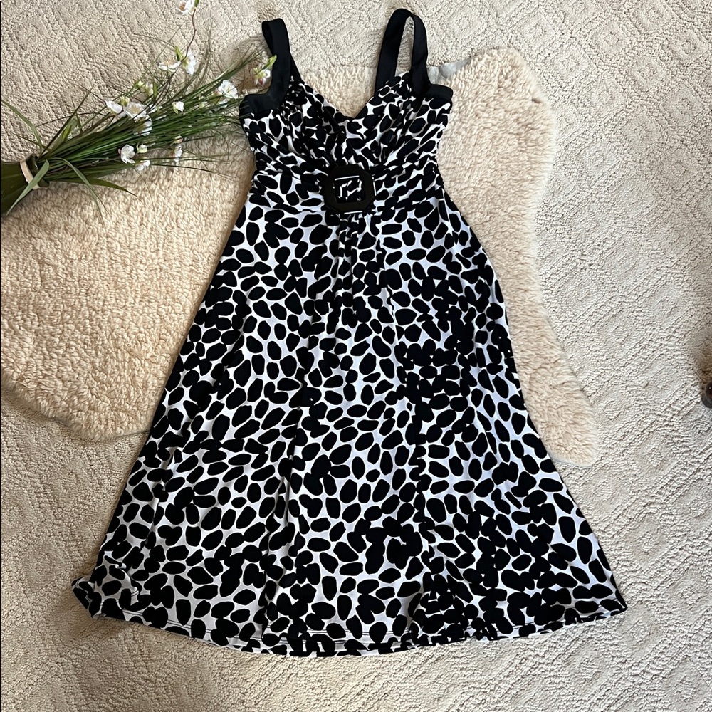 White House Black Market Black & White Printed Midi Dress